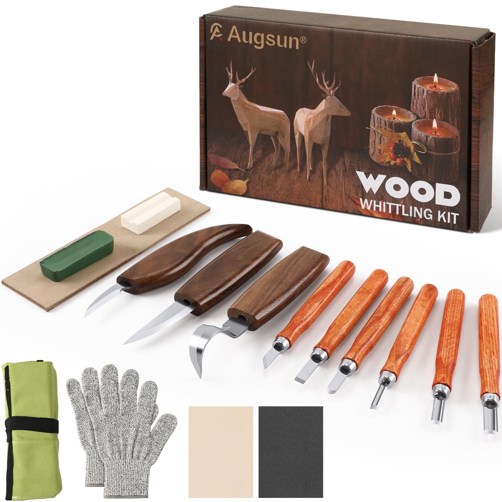 Wood Carving Kit, 17 Pack Wood Whittling Kit Hand Carving Knife Tools Set for...