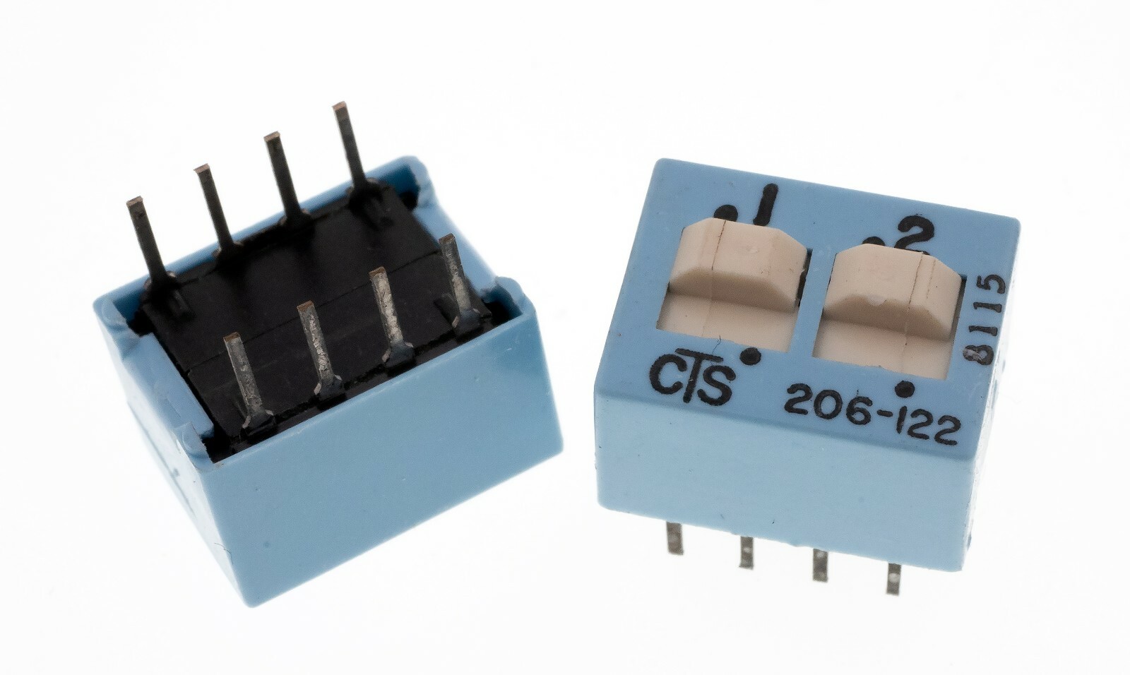 CTS 206-122 2 Position 8 Pin SPDT Through-Hole DIP Switch, Lot of 5