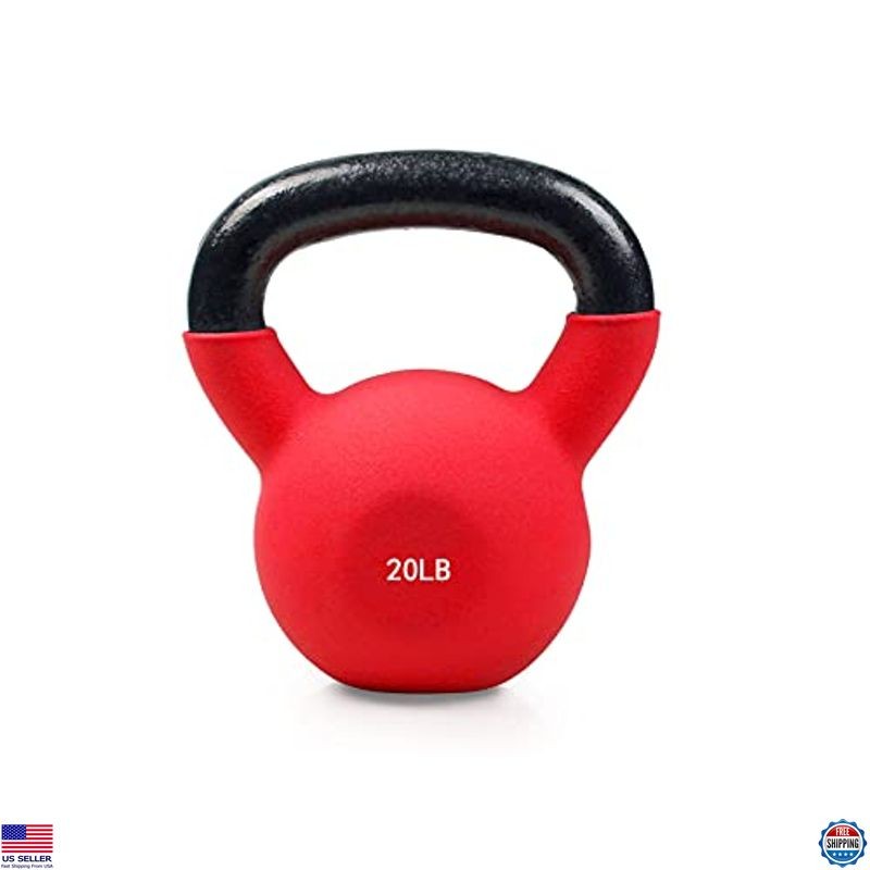 Neoprene Coated Cast Iron Kettlebell 5-50 LB for Full Body Workout & Strength