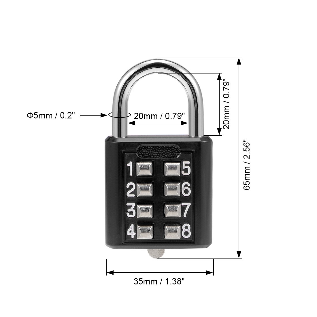 8-Digit Combination Padlock Push Button Lock for Locker Cabinet Black 2Set