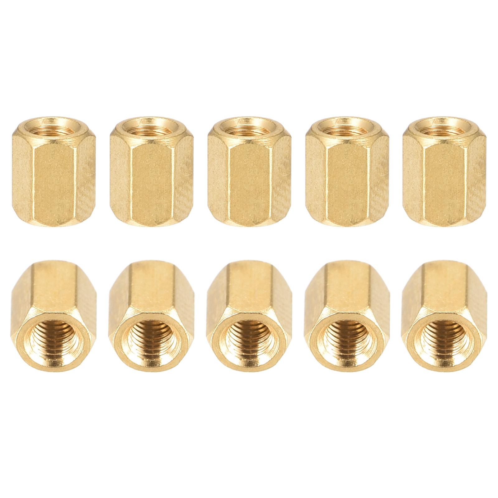 100Pack M3x7mm(DxL) Hex Standoff Spacer Nuts Brass Coupling Screws Copper Tone