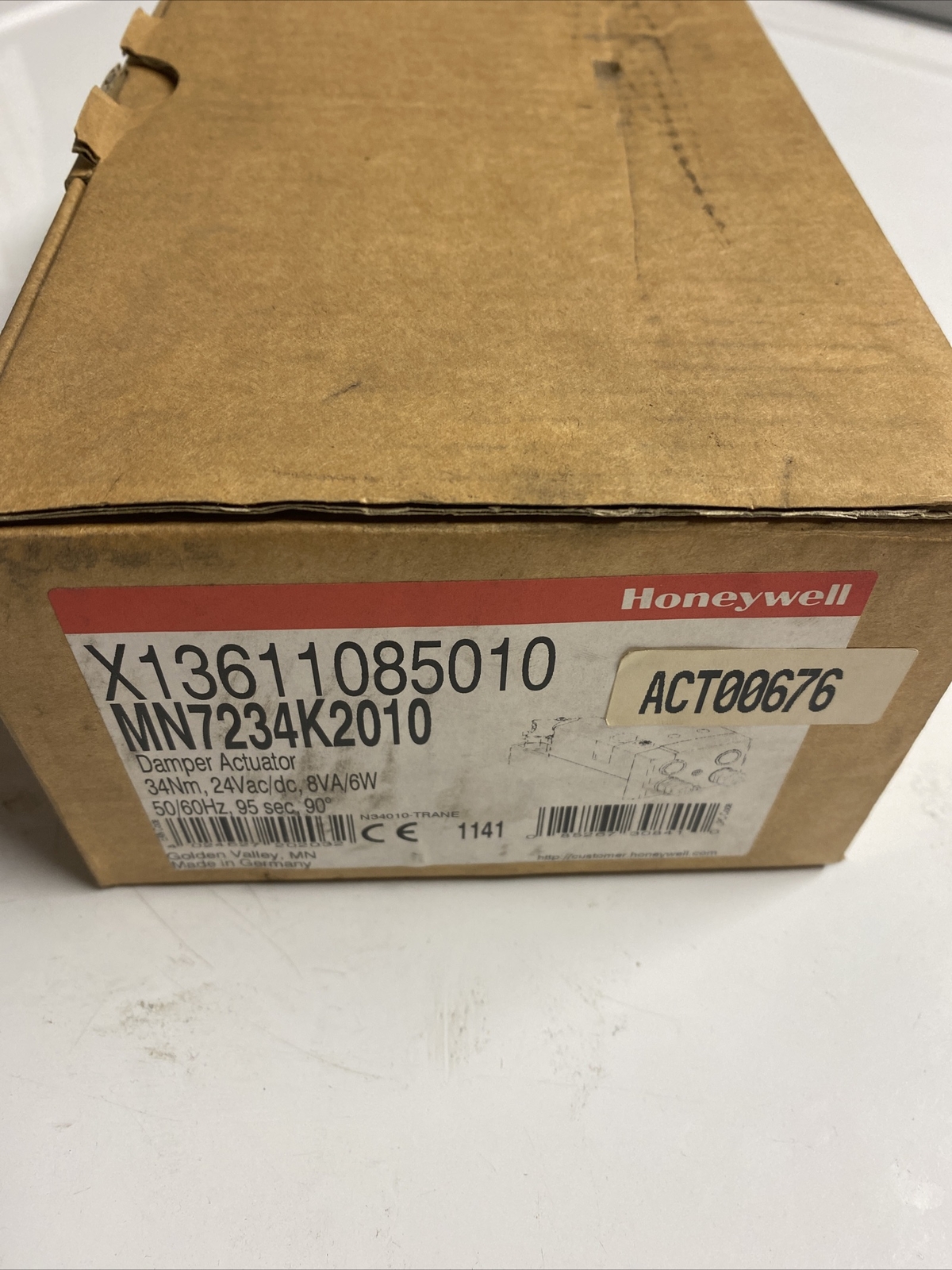 Honeywell Damper Actuator. MN7234K2010. Trane ACT00676 X13611085010. 24VAC