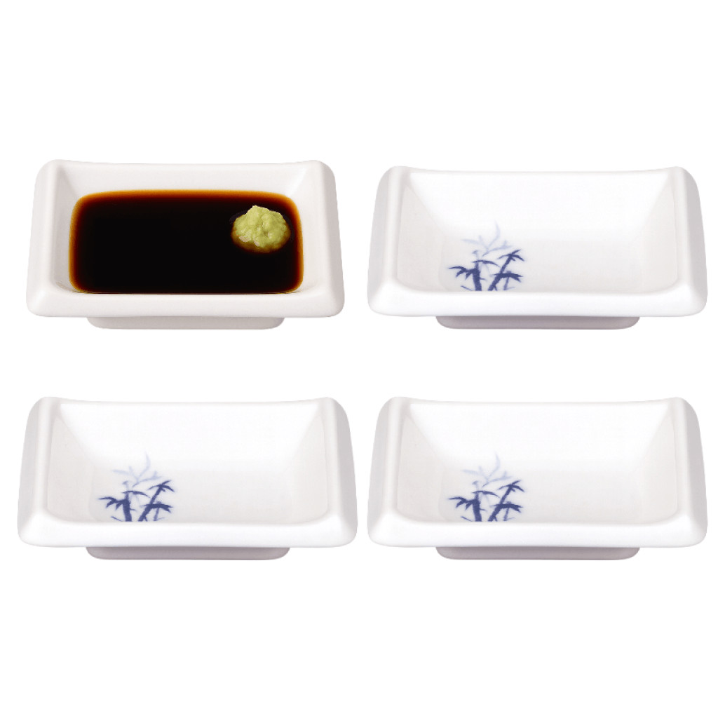 4 Pack White Bamboo Soy Sauce Dish Dipping Bowls Side Dishes S-2326x4