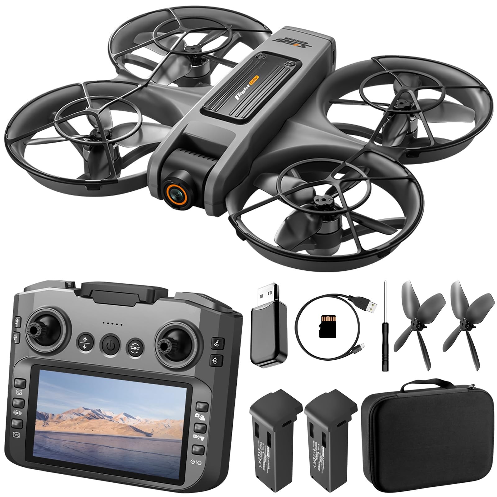 Drone with UHD Camera, Screen on Controller for Dark Gray