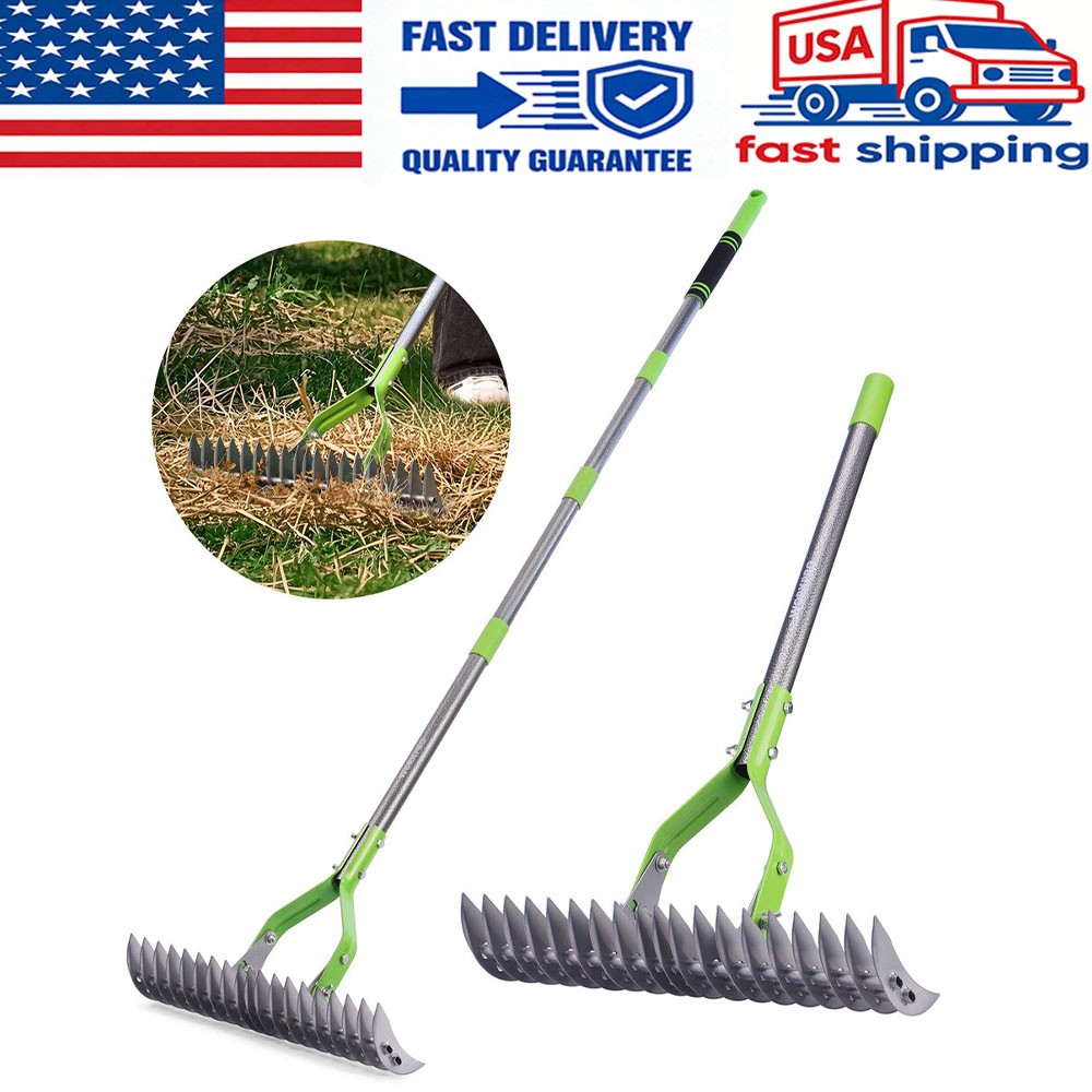WORKPRO 15-Inch Thatch Rake for Lawns Heavy Duty Dethatcher Rake with 5FT Handle