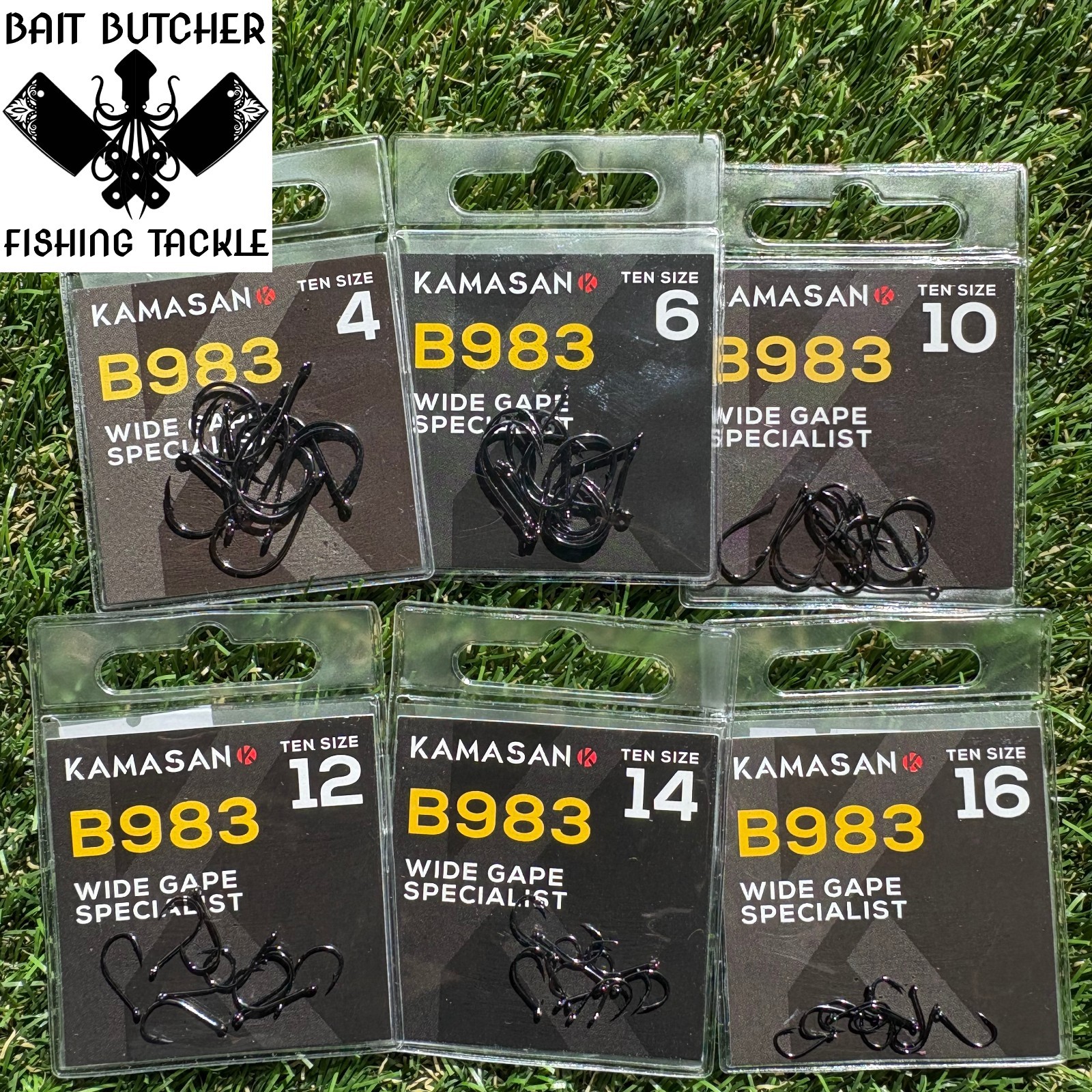 Kamasan Hooks B983 Carp and Coarse Wide Gape Specialist Barbed Fishing Hooks