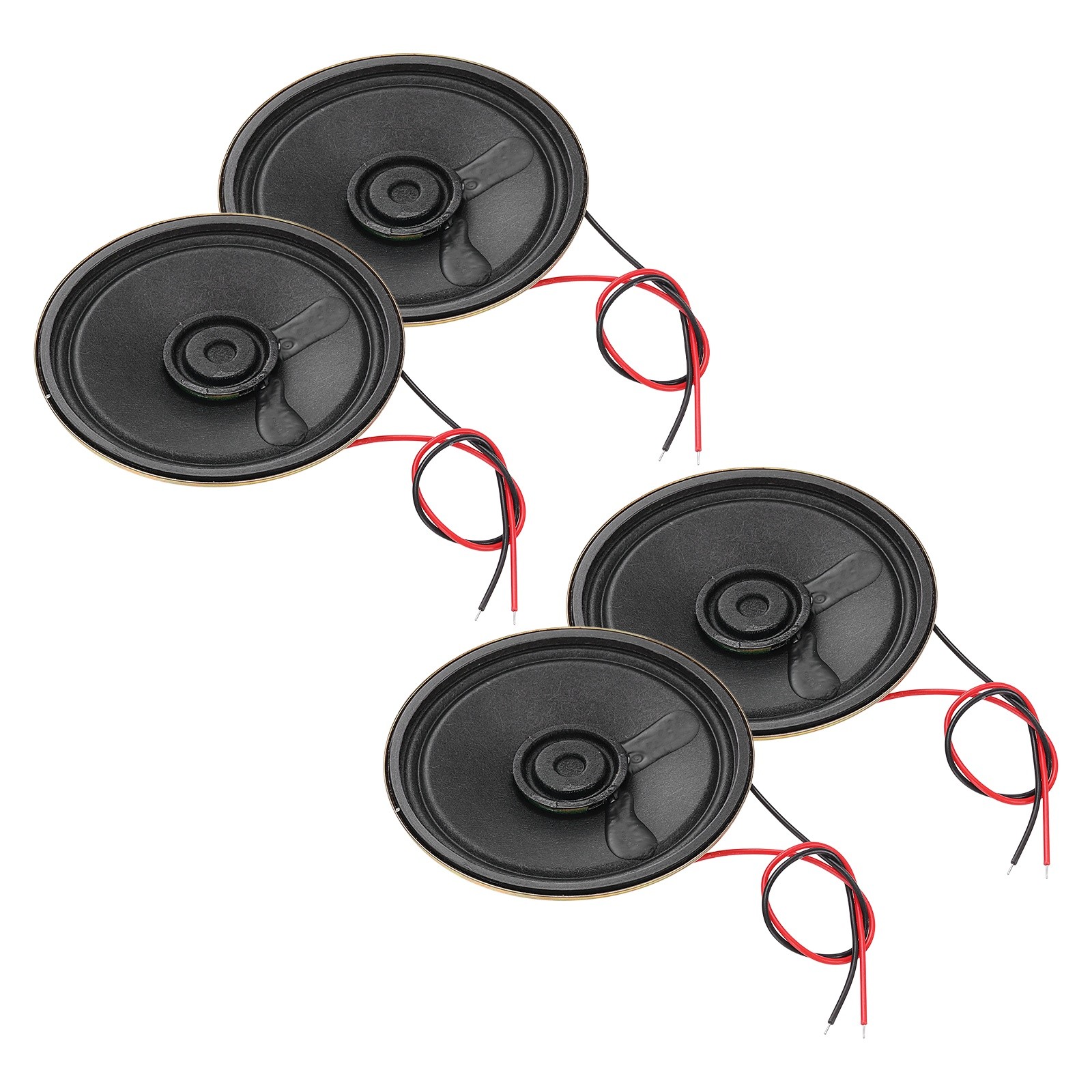 4 Pcs 2W 8 Ohm Small Speakers Metal Round Speaker with Wires, 50x12mm Black
