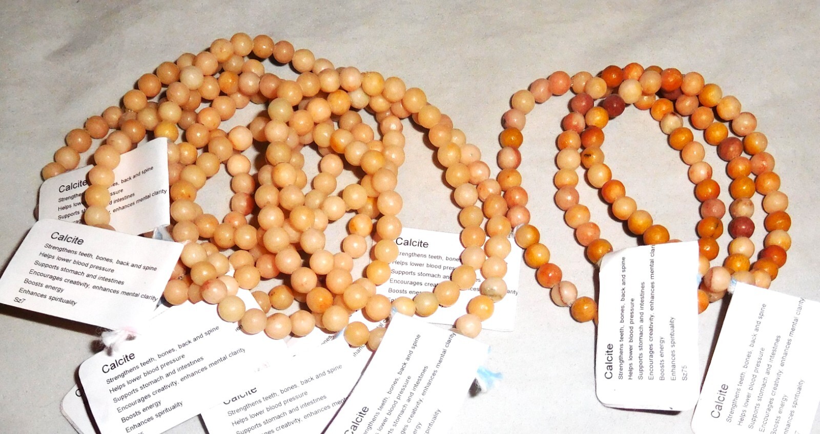 Natural Gemstone Peach Calcite Bracelets by Healing Light Stones