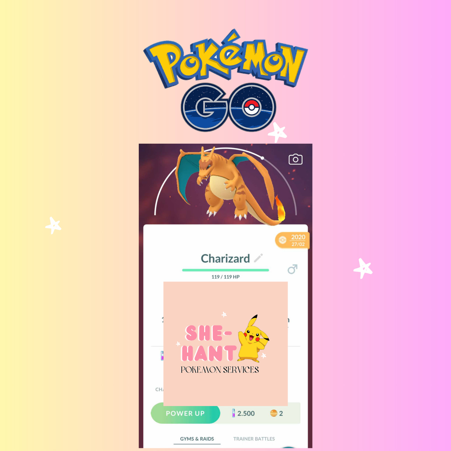 Pokémon Go❖❖Charizard CLONE-Trade 20k Stardusts-GUANRANTEE LUCKY TRADE