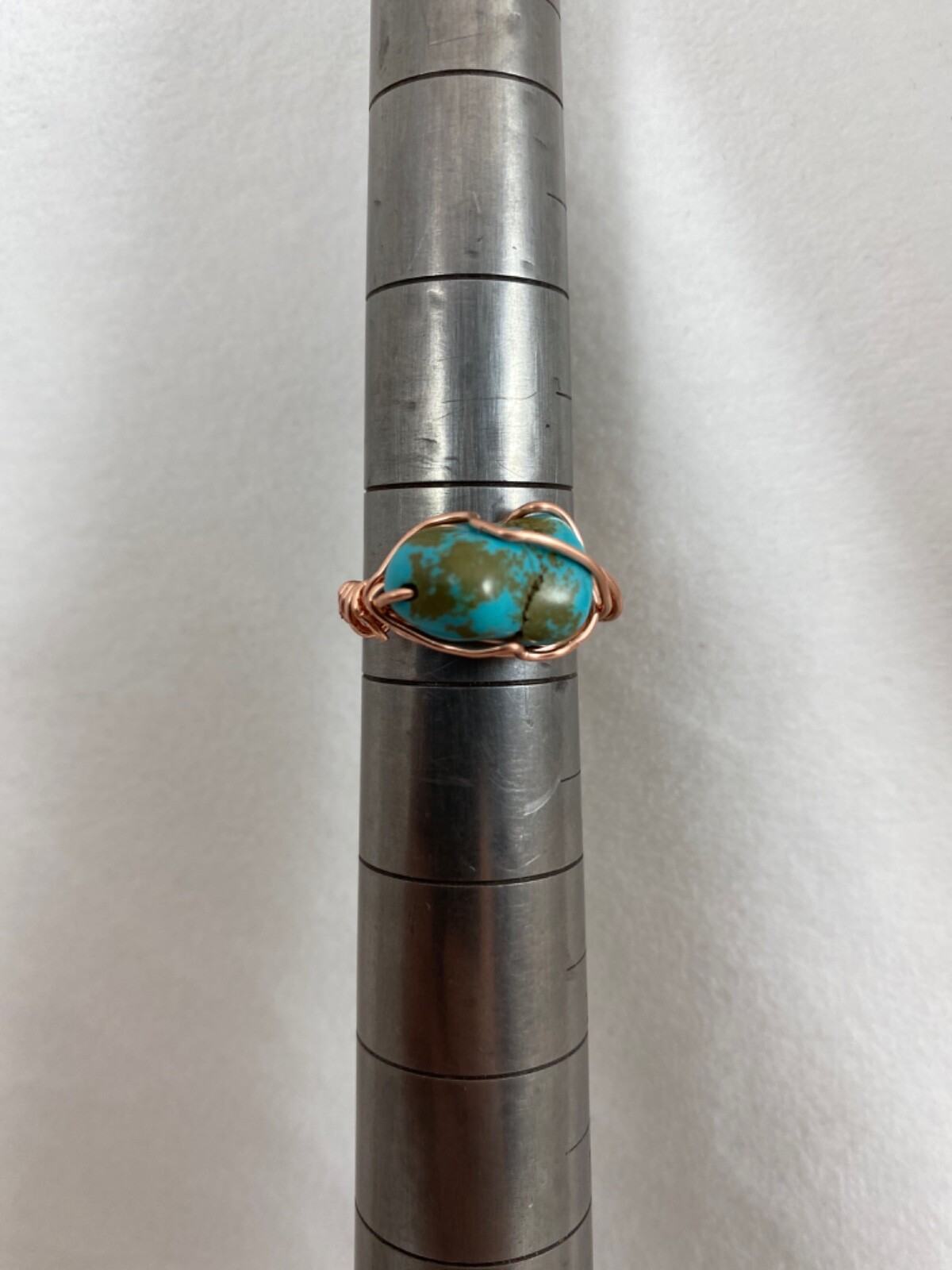 Handmade ~ Copper Wire Wrap ~ Turquoise Ring Size 7 1/2 #65
