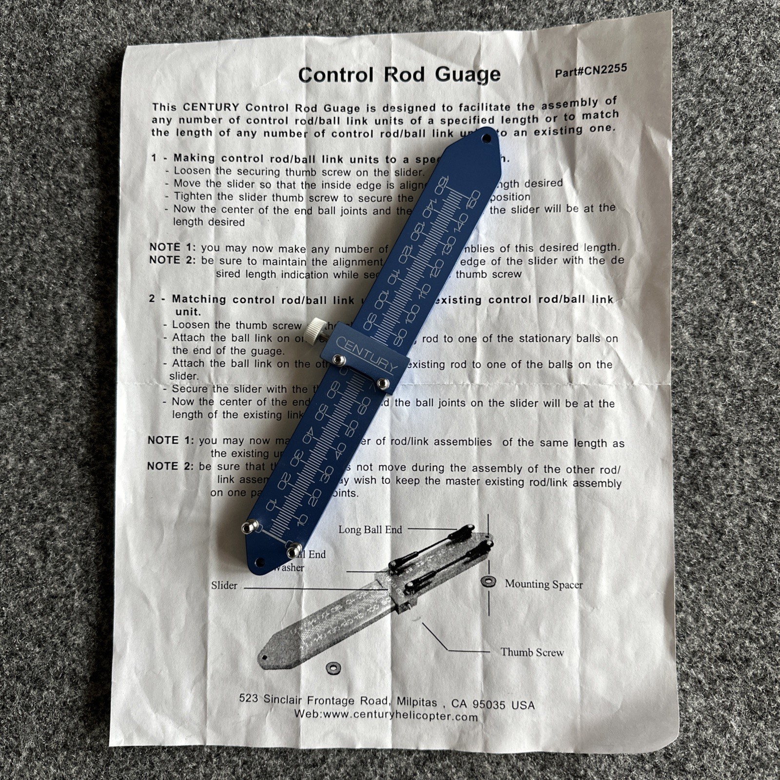 Century Control Rod Gauge for precision measurement of control rods, mint cond.