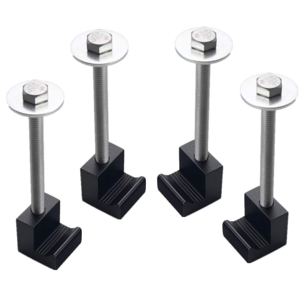 Tool Box Tie Downs Aluminum J Hook Crossover Toolbox Pickup Pair (4 PCS, Black)