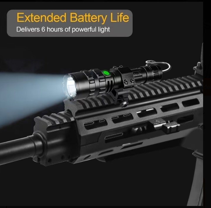 Tactical Rifle Light - Bright Rechargeable And Easy To Mount - Tail Switch Inclu