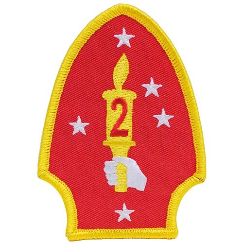 MARINE CORPS 2ND DIVISION Embroidered Shoulder Patch 2-1/2" X 3-1/2" (0662)