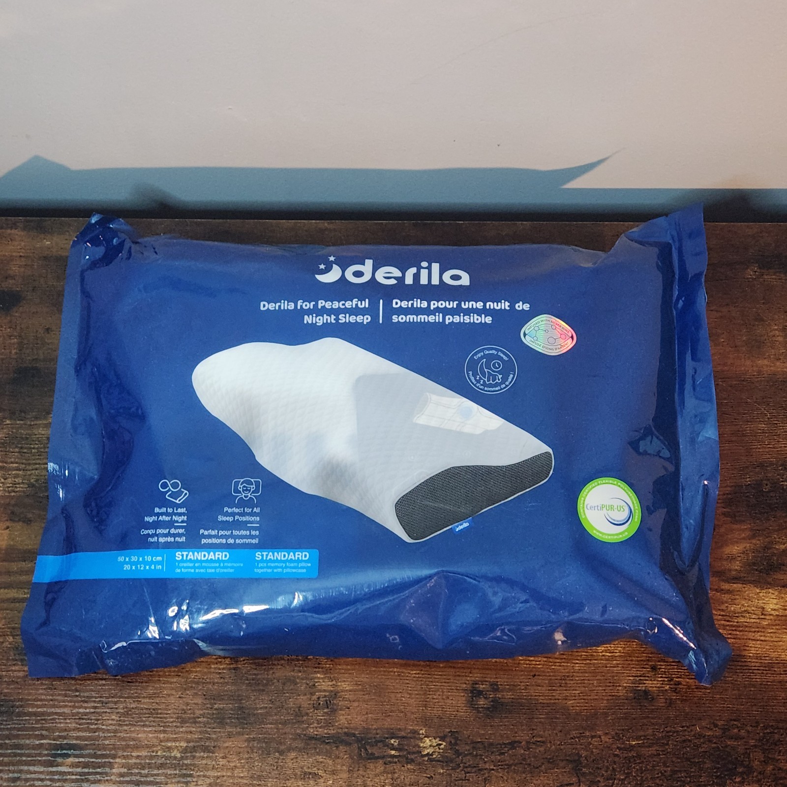 Derila Memory Foam Pillow Standard 50×30×10 cm – Ergonomic Support – NEW