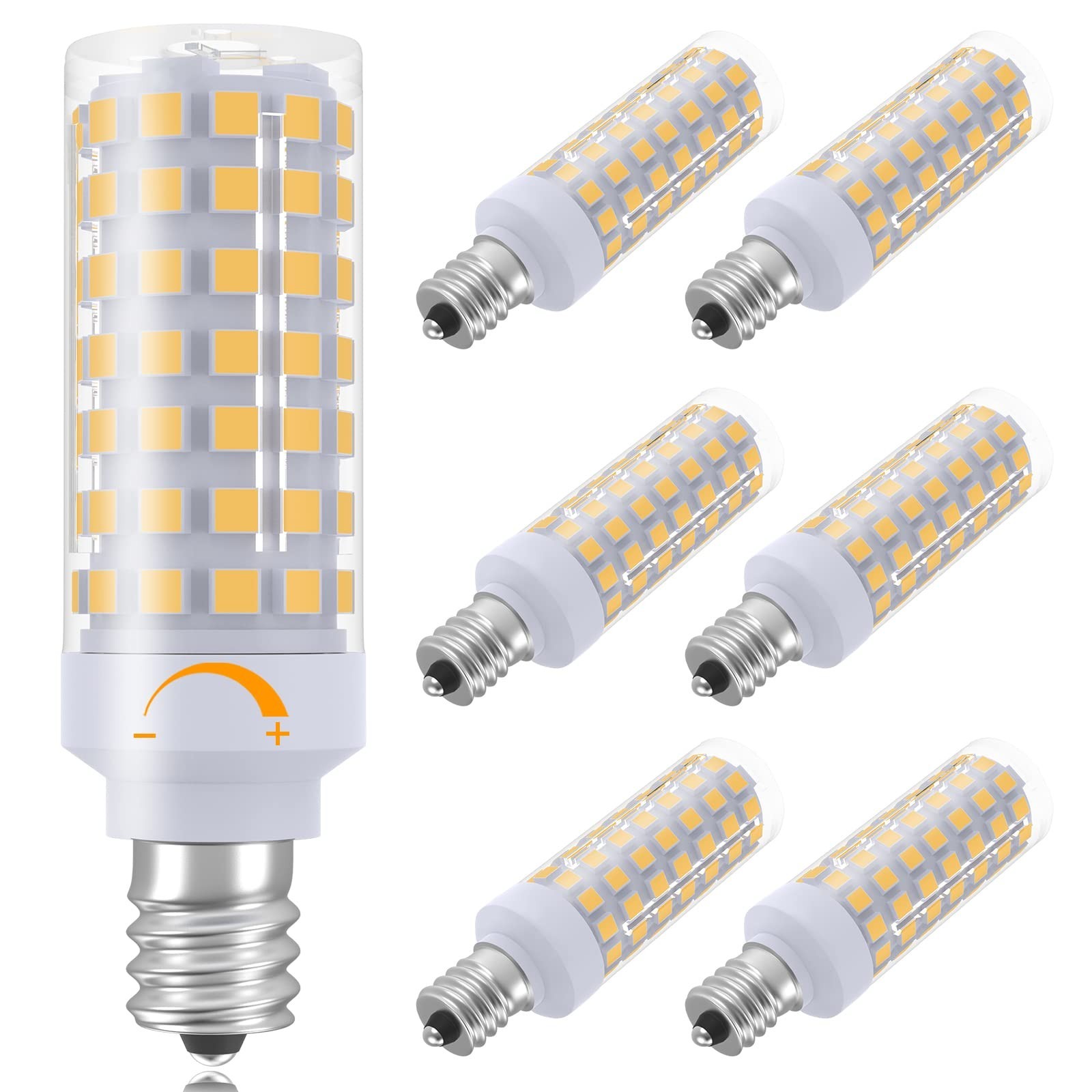 E12 LED Bulb Dimmable 7W Equivalent to 60W Halogen Bulb, Warm White 3000K T6 ...