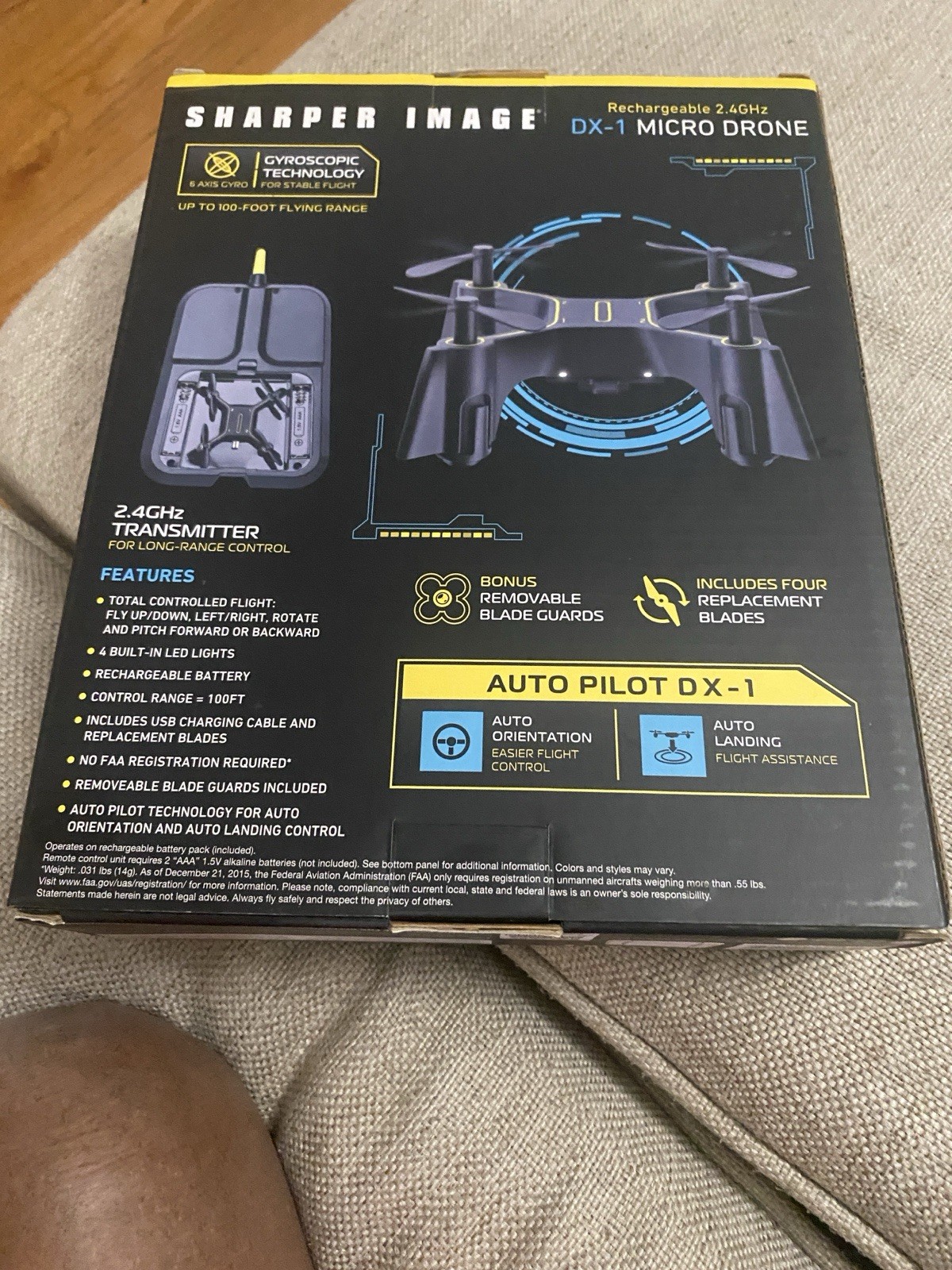 Sharper Image DX-1 Micro Drone Quadcopter 2.4GHz Auto Landing 100ft Range