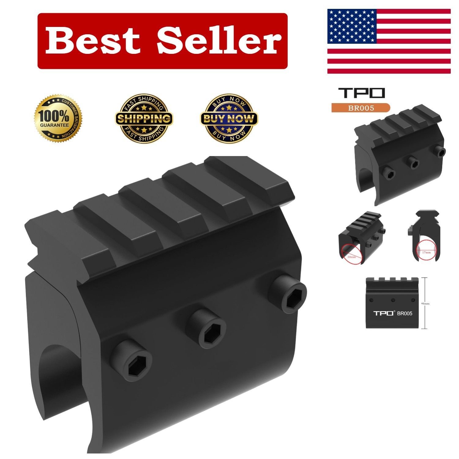 Barrel Mount with Picatinny Rail for Laser Flashlight