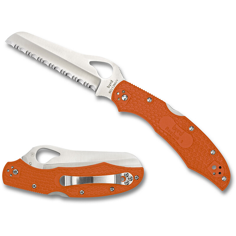 Spyderco Byrd Cara Cara Rescue 2 Folding Knife Serrated Blade Orange FRN Handle