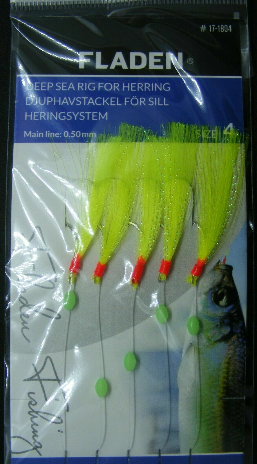 FLADEN 5 HOOK SIZE 4 FEATHERS / RIGS FOR HERRING AND MACKEREL 5 PACKS