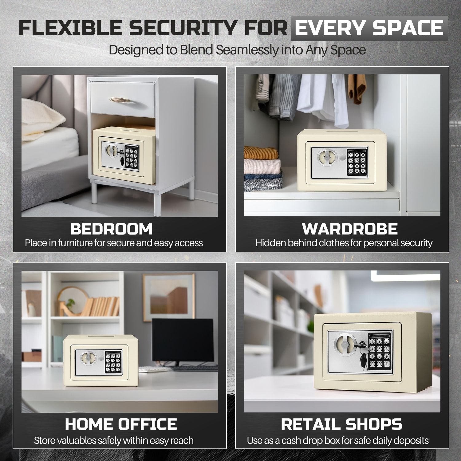 Electronic Depository Safe Box Drop Slot Opening Keypad Combination Lock White