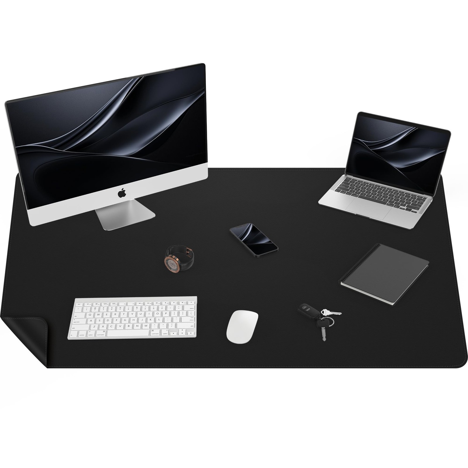 Large Leather Desk Mat 48"x23" - Double-Sided Office Desk Pad Protector | Spi...