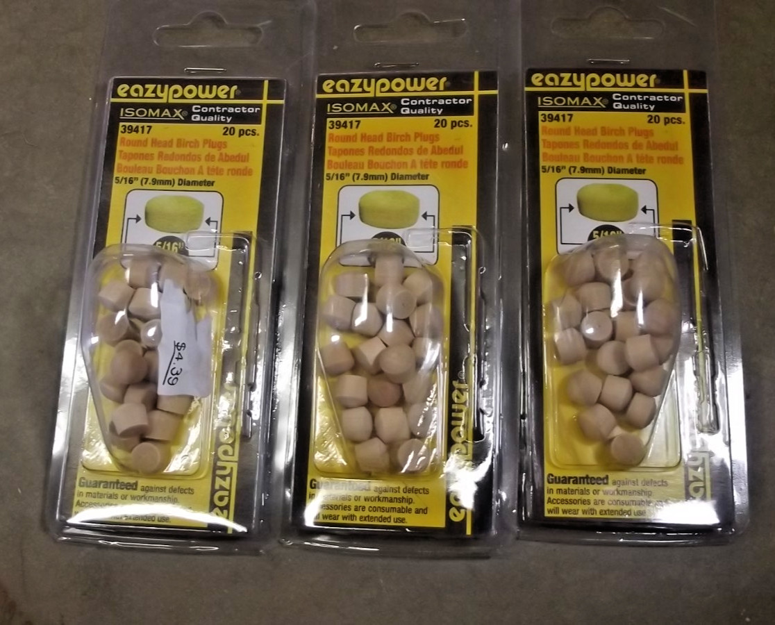 Eazypower 5/16" Round Head Birch Plugs 39417 3 pks of 20 h28