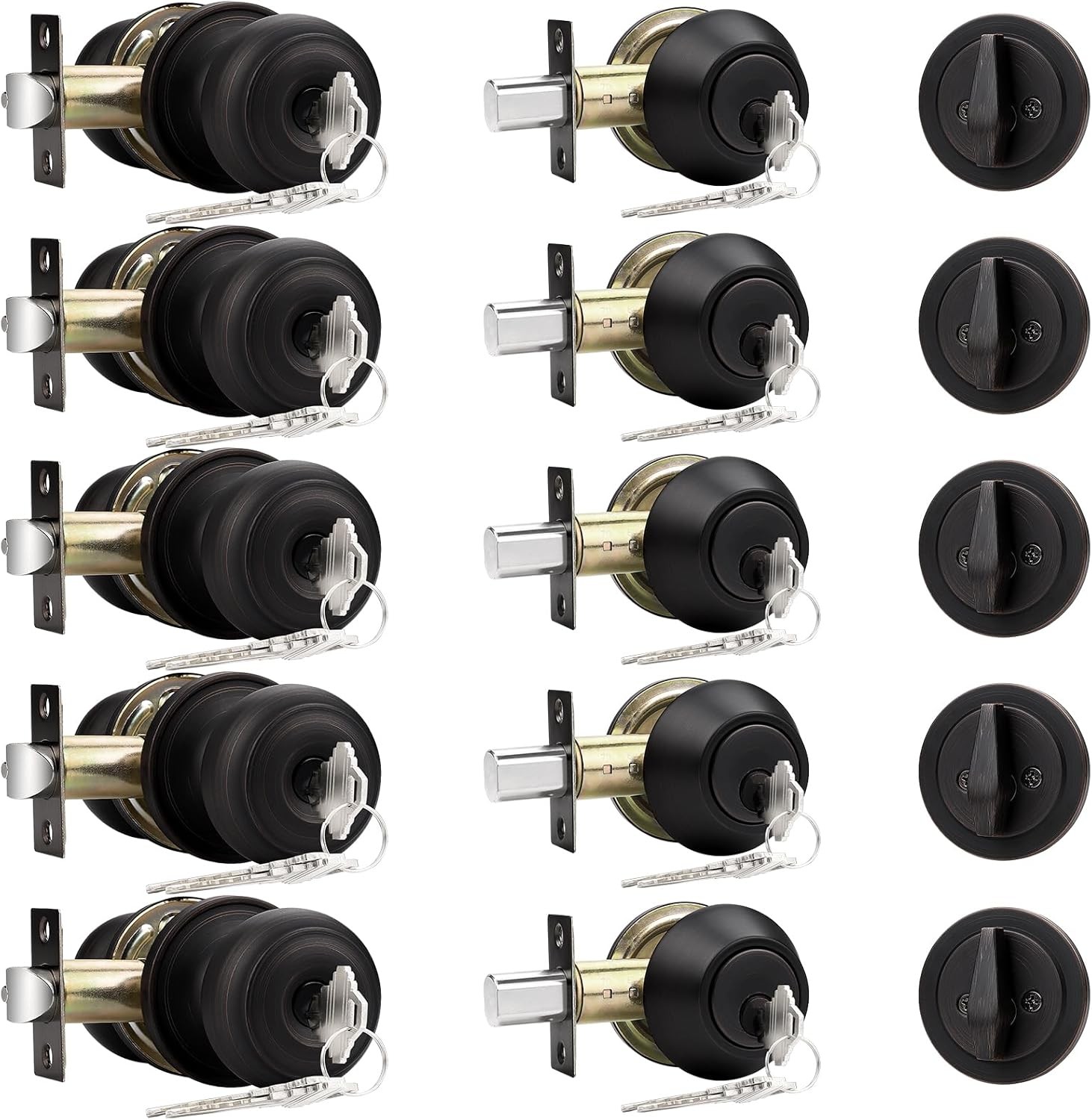 Entry Door Knobs Lock Set & Single Cylinder Deadbolt Combination Set Entry Door