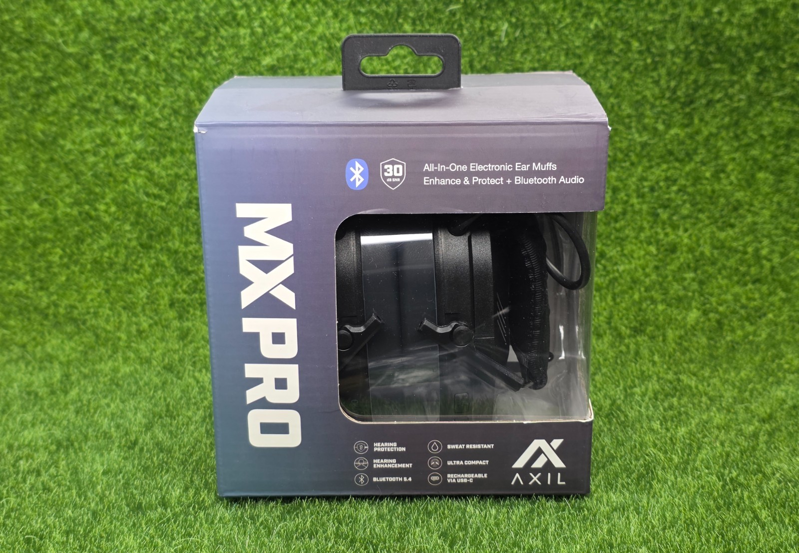 Axil #MXPROE MX Pro Bluetooth Over-the-Head OTH Earmuffs 23 dB NRR, Black