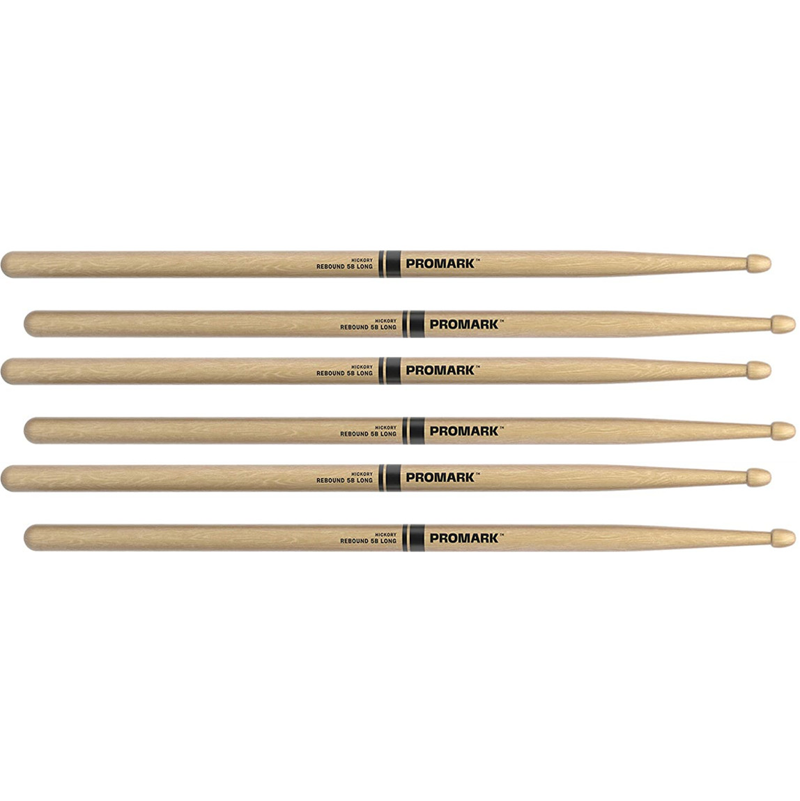 3 PACK ProMark Rebound 5B Long Hickory Drumsticks, Acorn Wood Tip