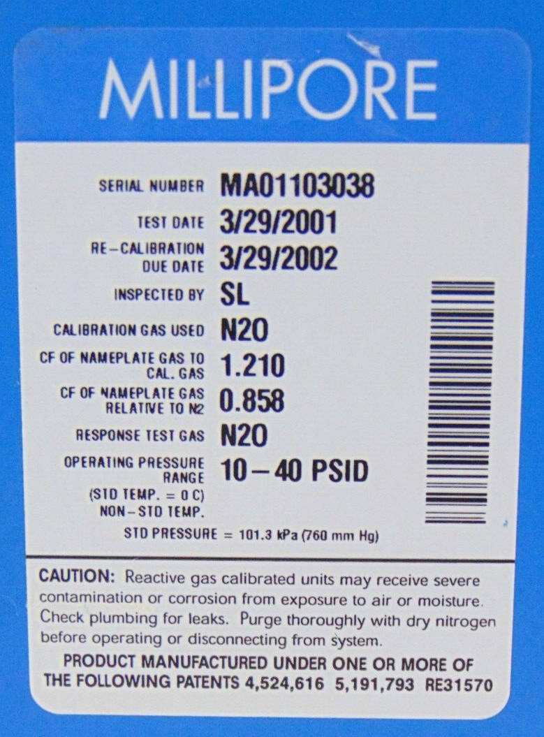 Millipore FC-2900M FC-2900MEP Mass Flow Controller 50cc CL2 200cc He, lot o 2