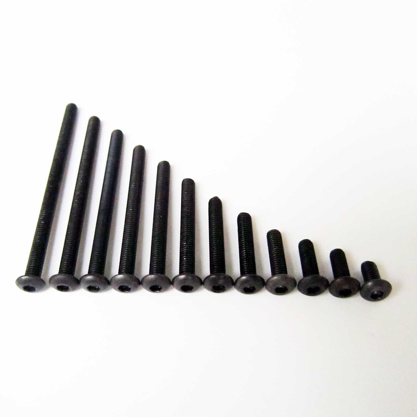 25/50/100pcs Black Steel Metric Thread M3 Button Head Hex Socket Cap Screw Bolt