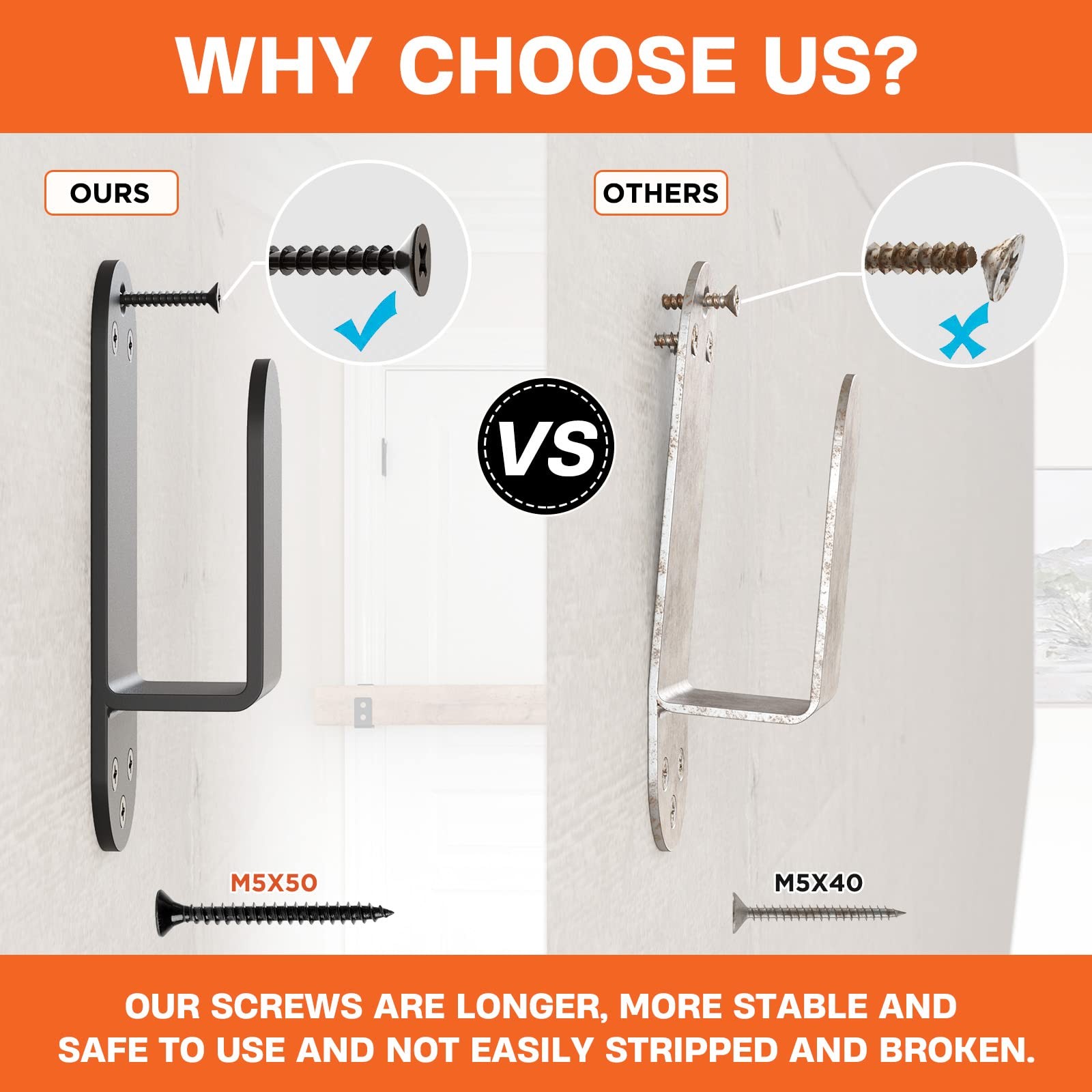 2x4 Door Barricade Brackets Heavy Duty Upgraded Door Bar Holder Brackets for ...