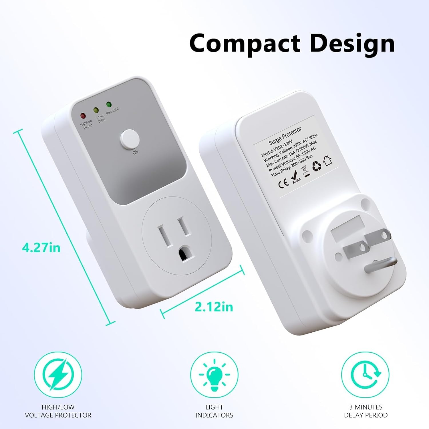 Refrigerator Surge Protector 4-Pack, 120V 15A, Voltage Spike Guard, Grounded