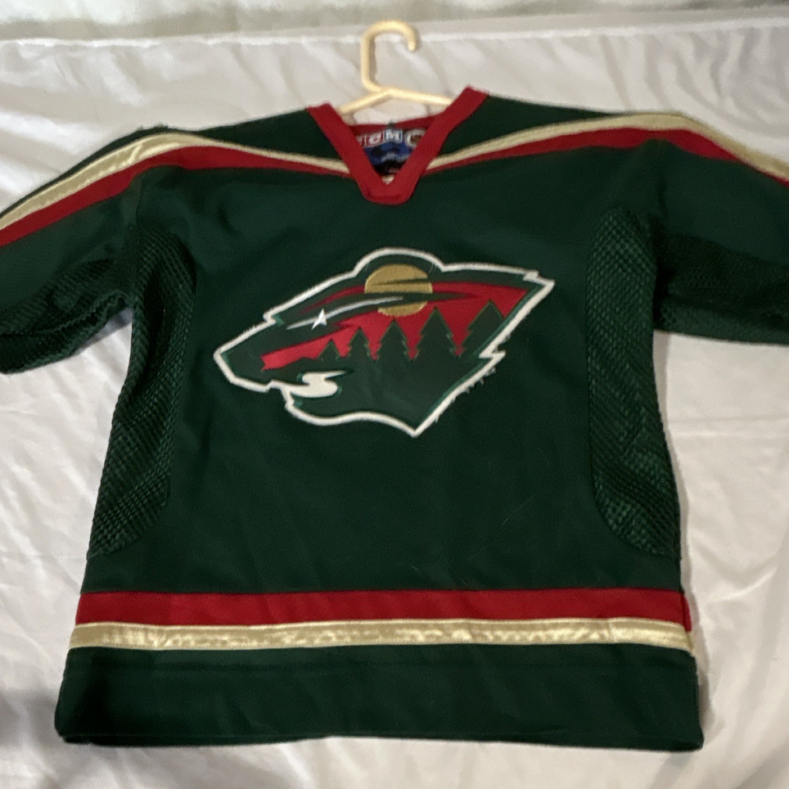 CCM Minnesota Wild Boys L/XL Green Official Licensed Embroidered Hockey Jersey