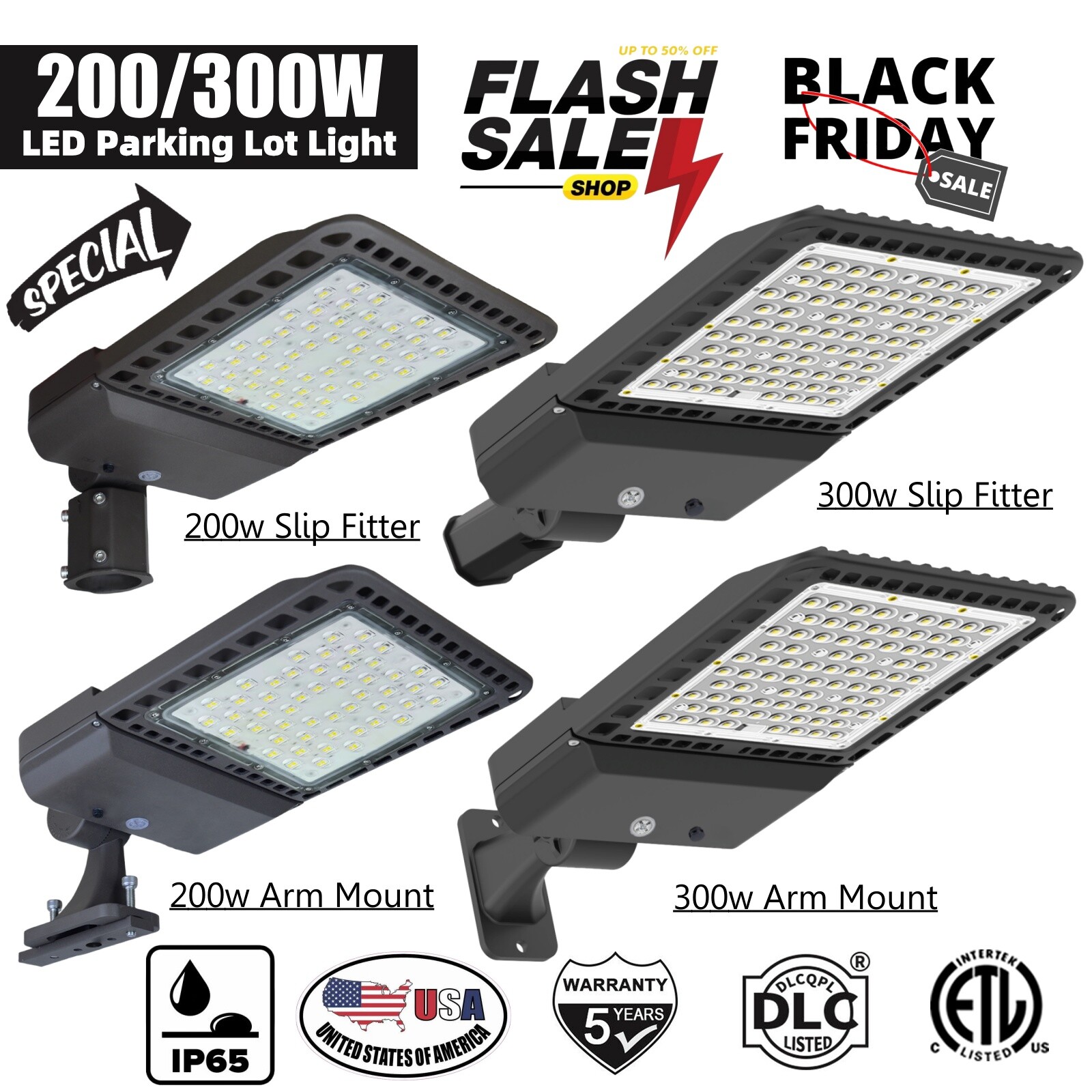 LED Parking Lot Light 200W,300W Commercial LED Area Light IP65 Led Shoebox Light