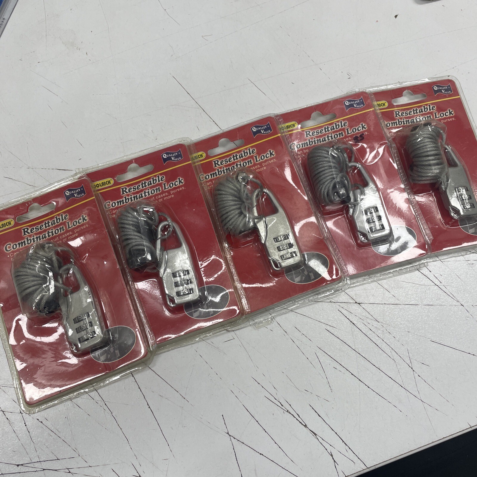 ORIGINAL NEW Job Lot Resettable Combination Lock Locks 5 Pack Cable Bike Safety