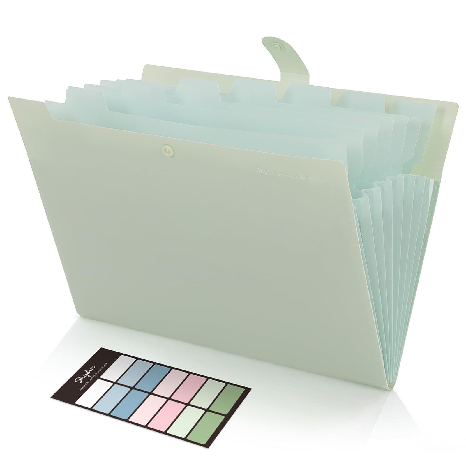 SKYDUE Expanding File Organizer with 8 A4, Letter(8.5*11), Light Green