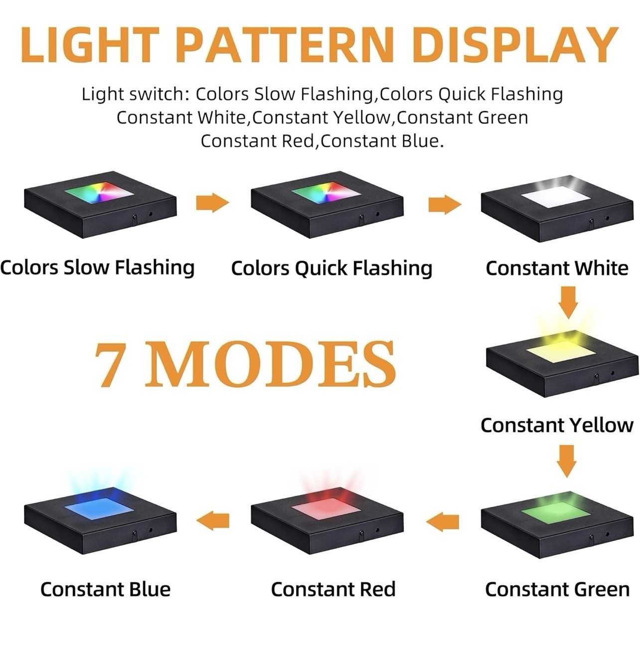 LED Light Base for 3D Crystal, USB Display Stand Color Changing Square Black