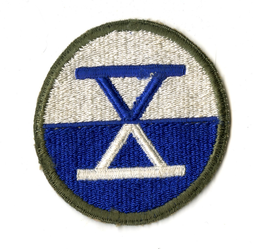 X Corps White Back Patch WWII Vintage Blue Embroidered Line Across Center