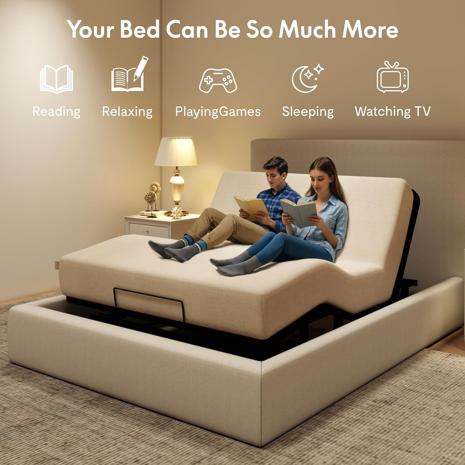 FLEXISPOT Adjustable Bed Frame Base Queen Size,Segmented Design,Easy Assemble,Ox
