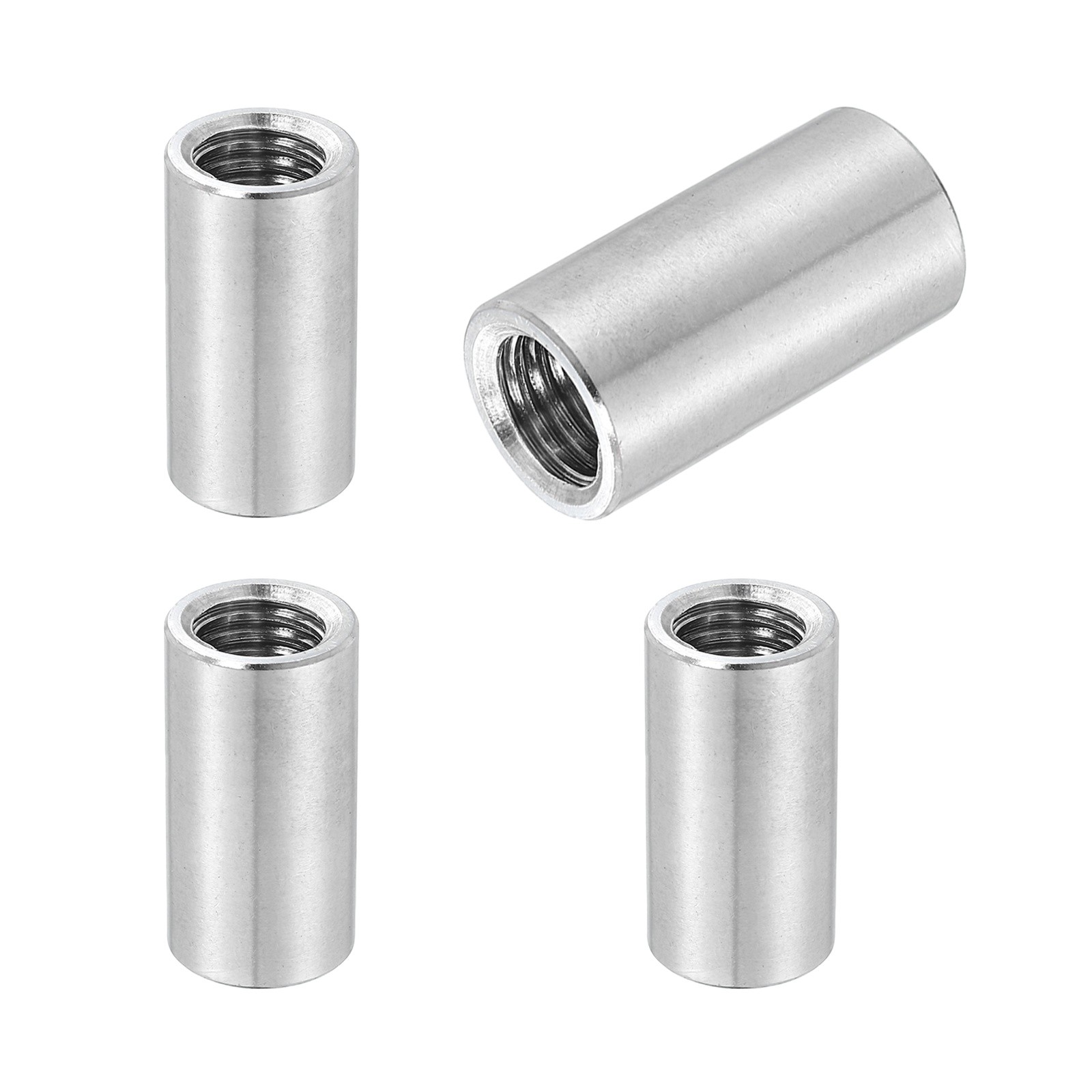 4Pcs 304 Stainless Steel M12x1.75mm Round Coupling Nuts, 0.63x1.18"(ODxH)