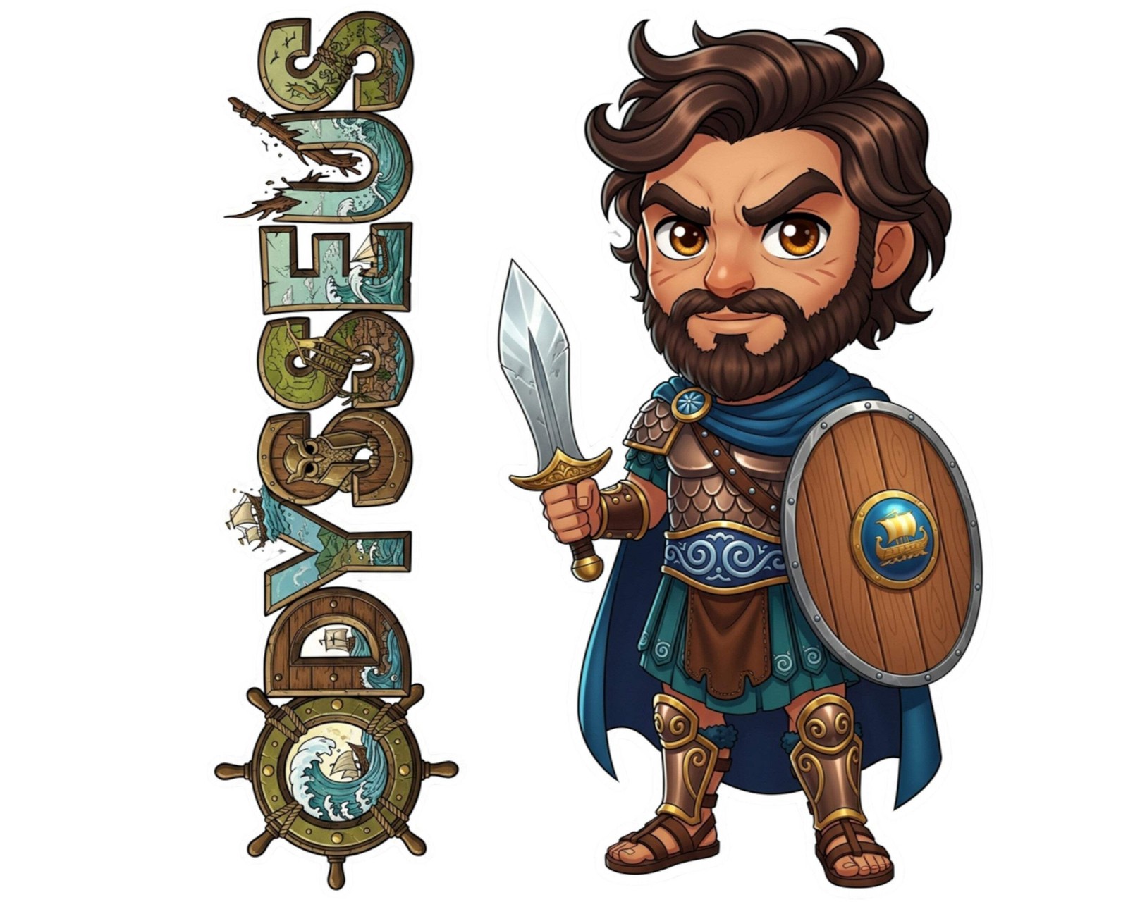 Odysseus Sticker and Magnet - Polymetis Mythkins™ – Cunning Hero of the Odyssey