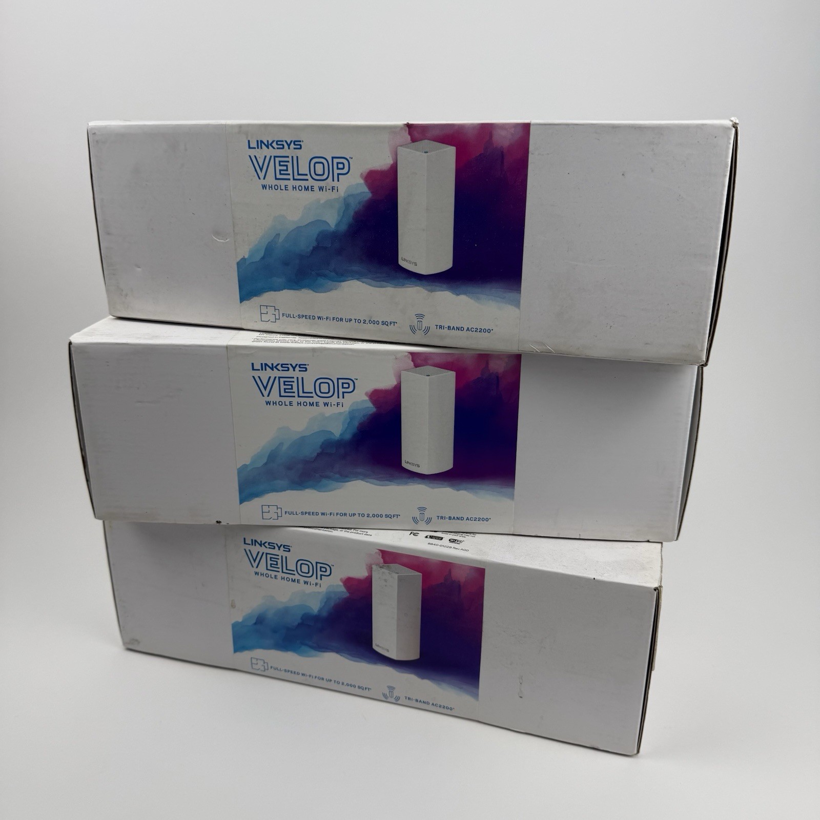 Lot Of 3 Linksys Velop AC2200 Tri-Band Mesh Whole Home Wi-Fi 5 System Extender