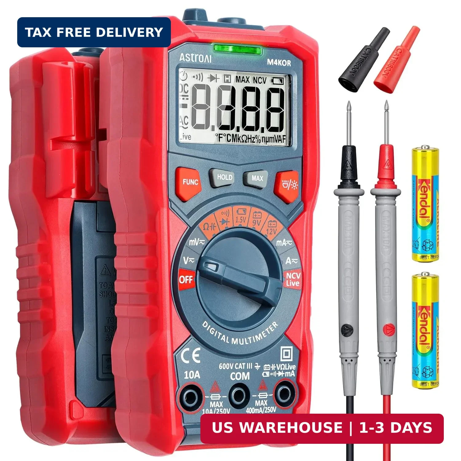 Multimeter Tester, TRMS 4000 Counts Volt Meter Auto-Ranging Ohmmeter Dig