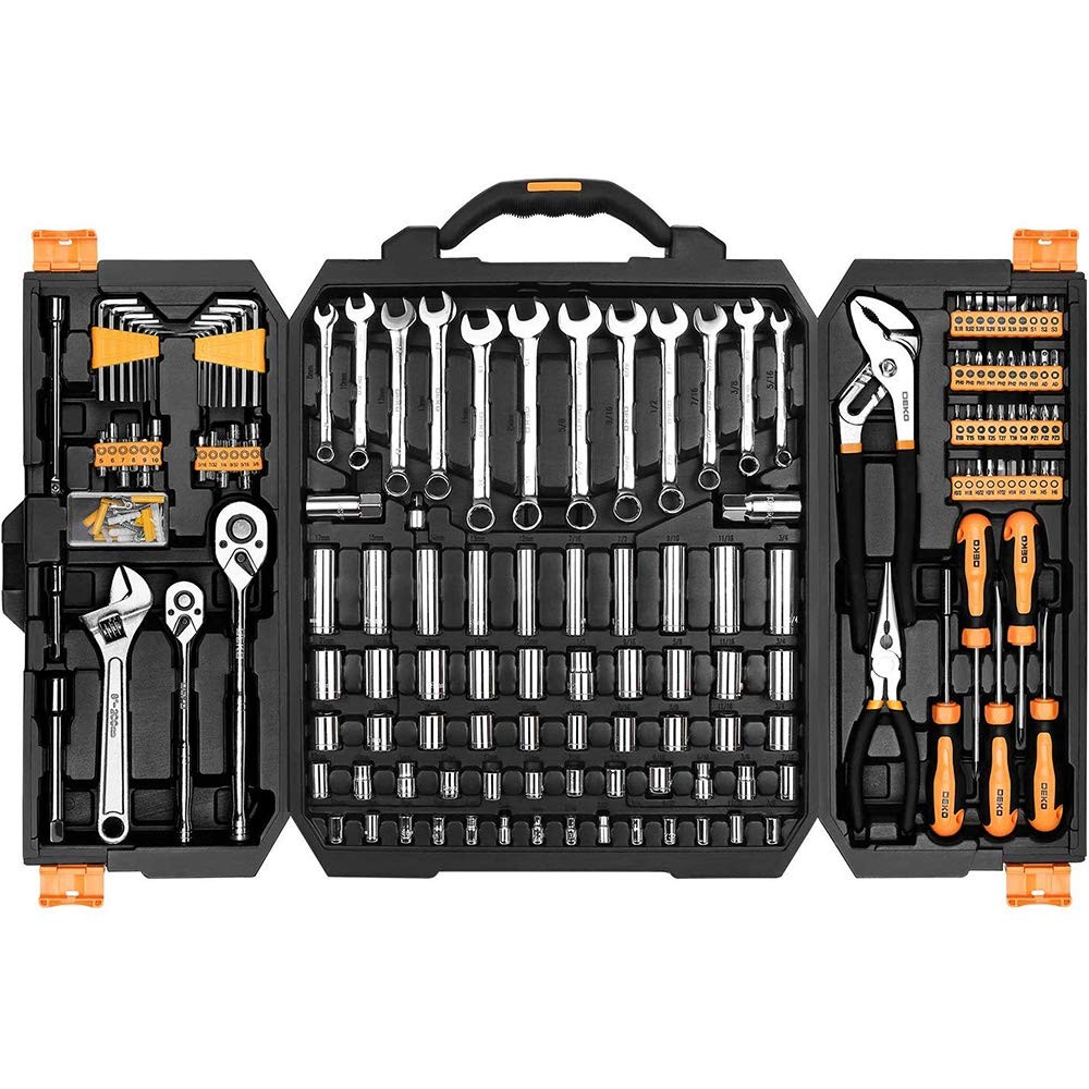 New DEKOPRO 192 Piece Mechanics Tool Set Socket Wrench Set Plastic Storage Case