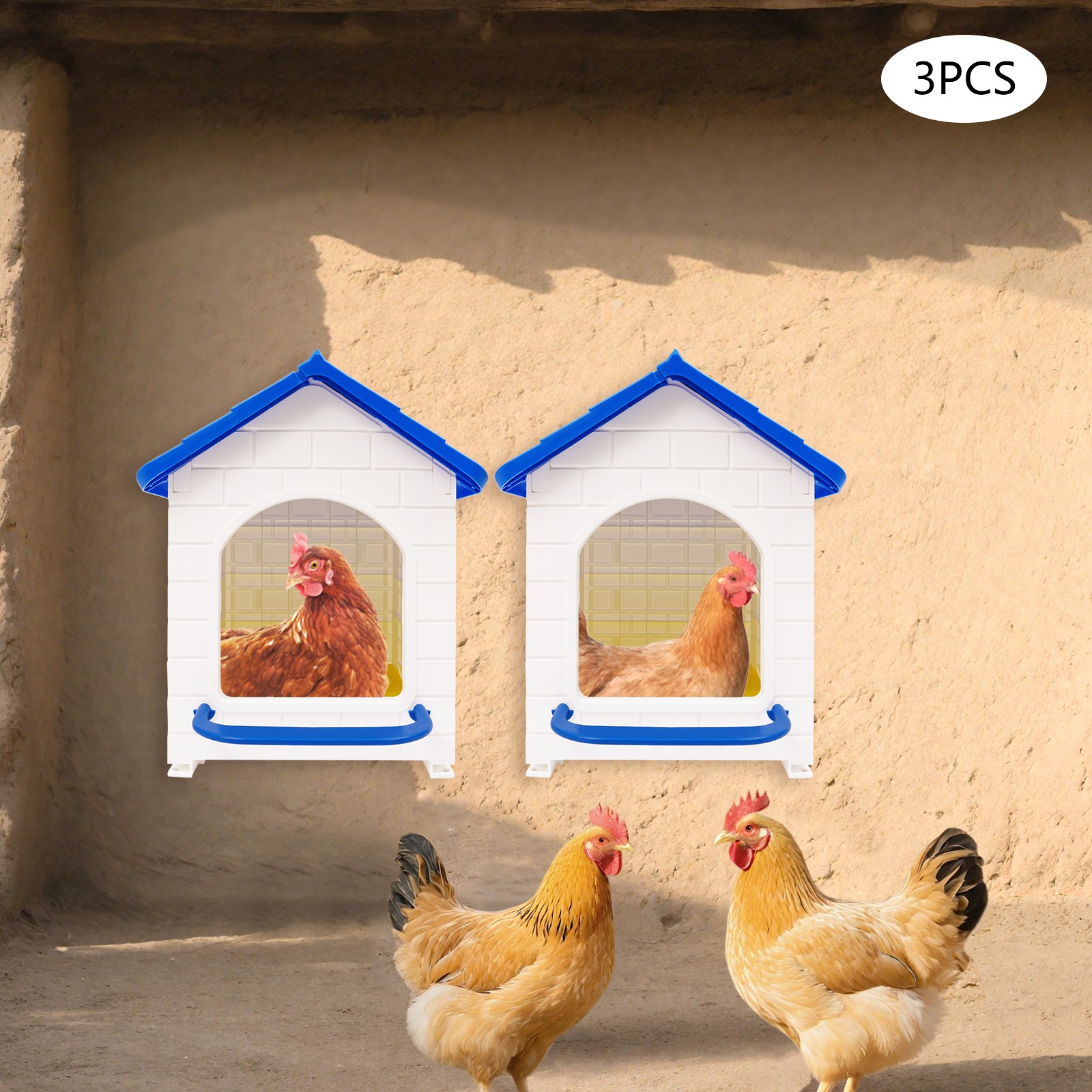 3 PCS Plastic Chicken Nesting Boxes with Nesting Pad for Laying Eggs Modern