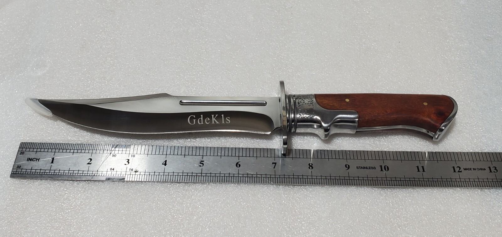 GdeKls Knife Hunting Fixed Blade Full Tang Wood 7" New.