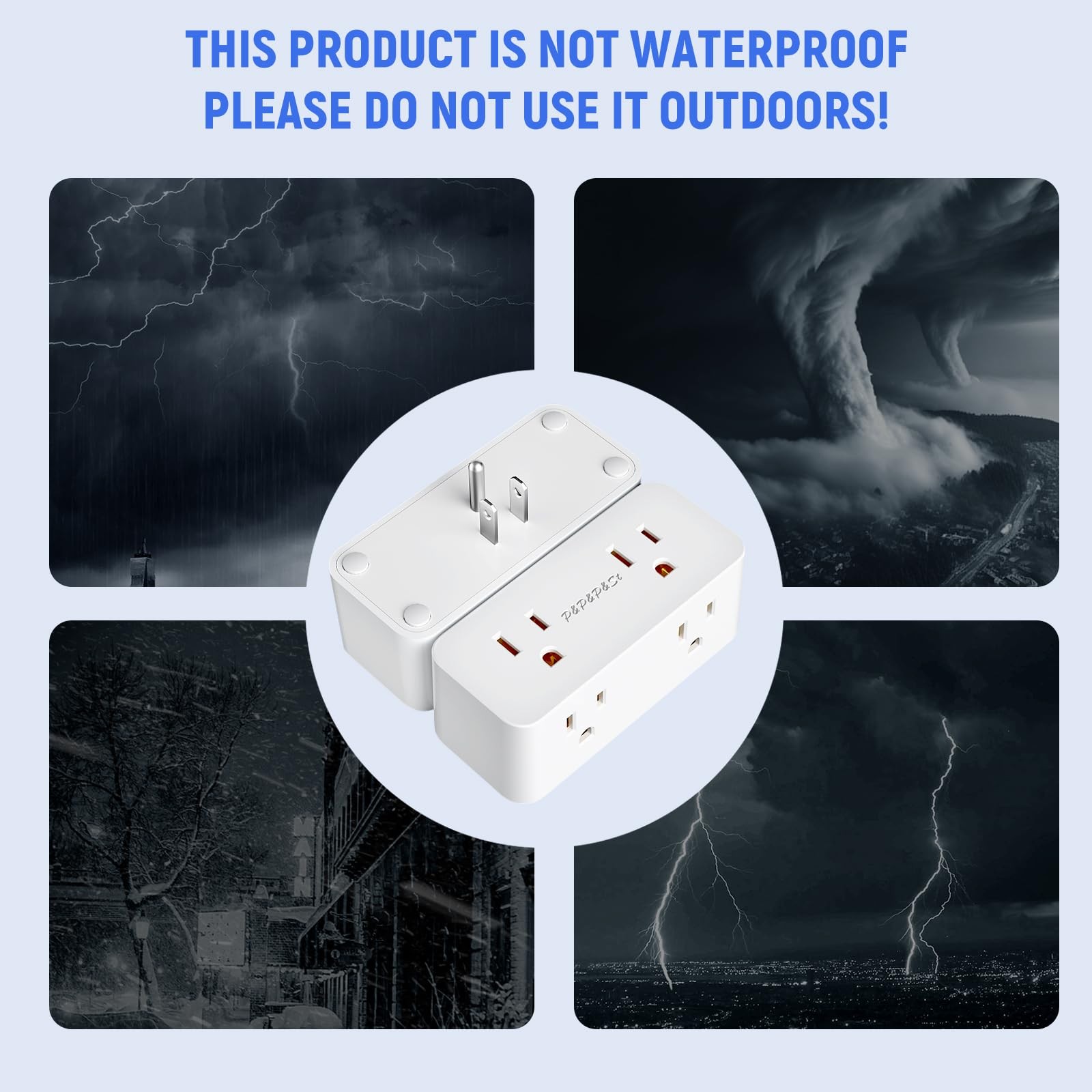 Multi-Plug Outlet Extender, 4-Position Wall Socket, 2-Pack,