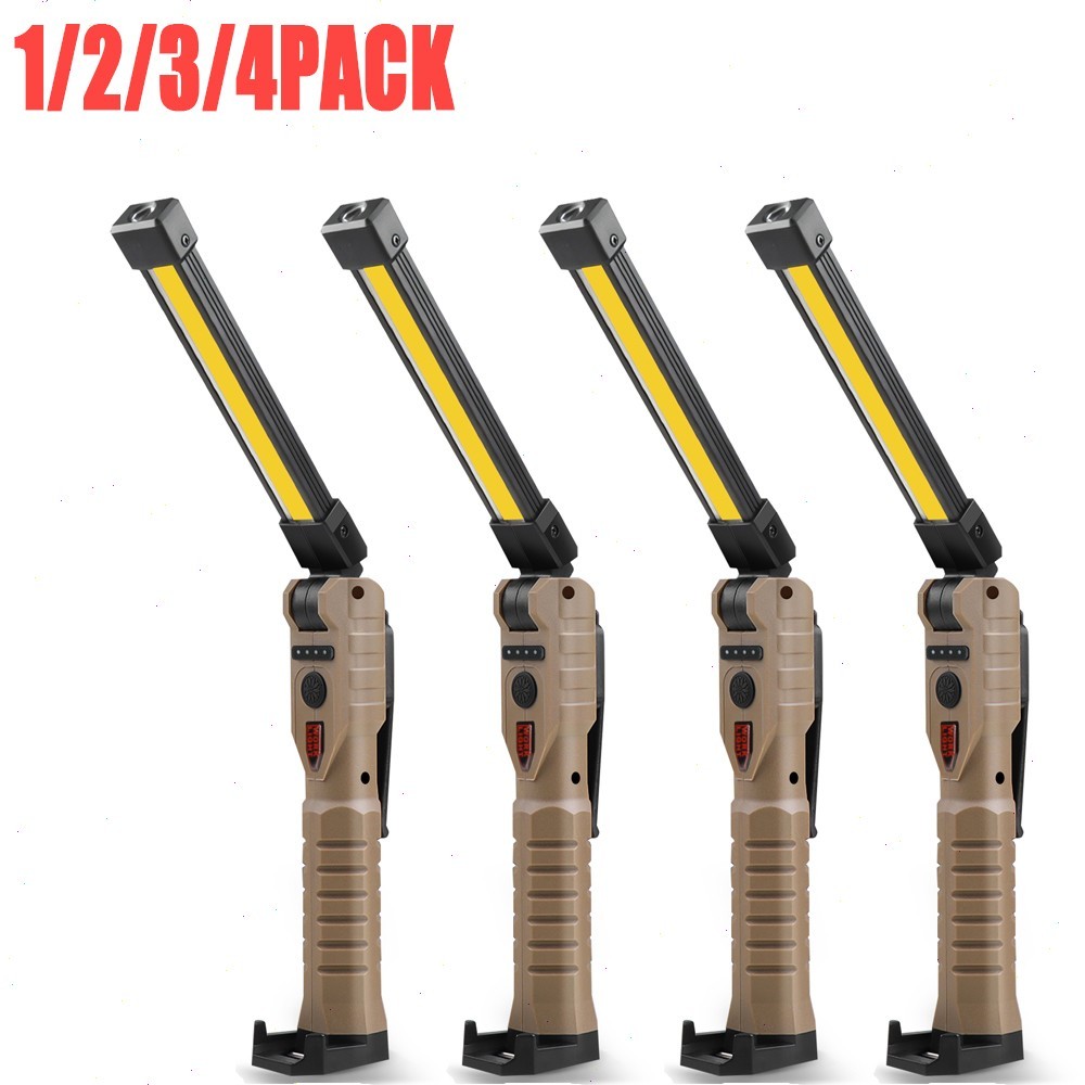 1-4 Pack Magnetic Base LED COB Work Light Rechargeable Mechanic Torch Flashlight